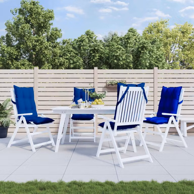 Set di 4 cuscini per sedia con schienale alto vidaXL in tessuto Oxford blu, idrorepellenti e traspiranti