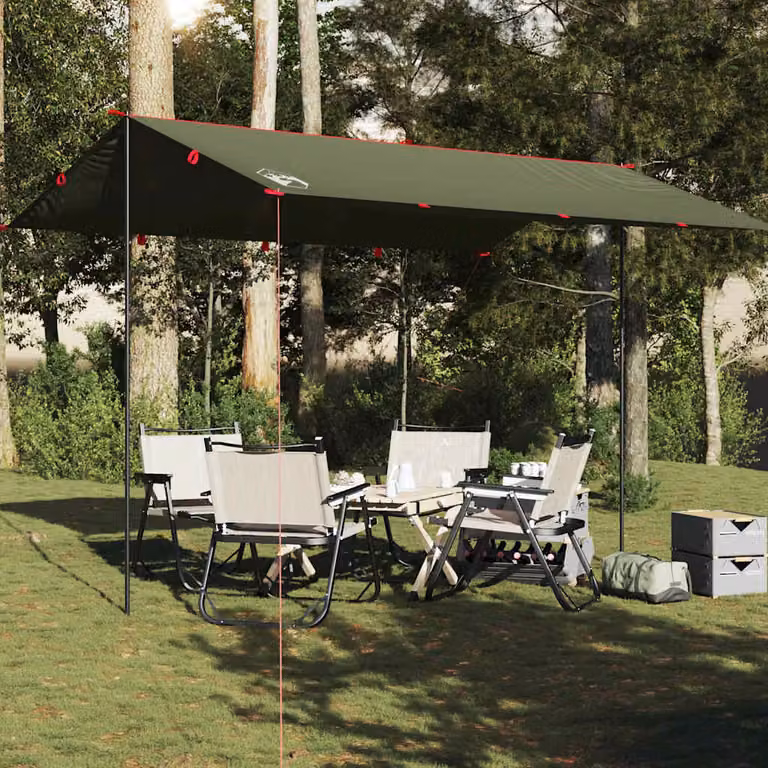 vidaXL Telone da Campeggio Impermeabile in Poliestere Verde Oliva 406 x 306 cm