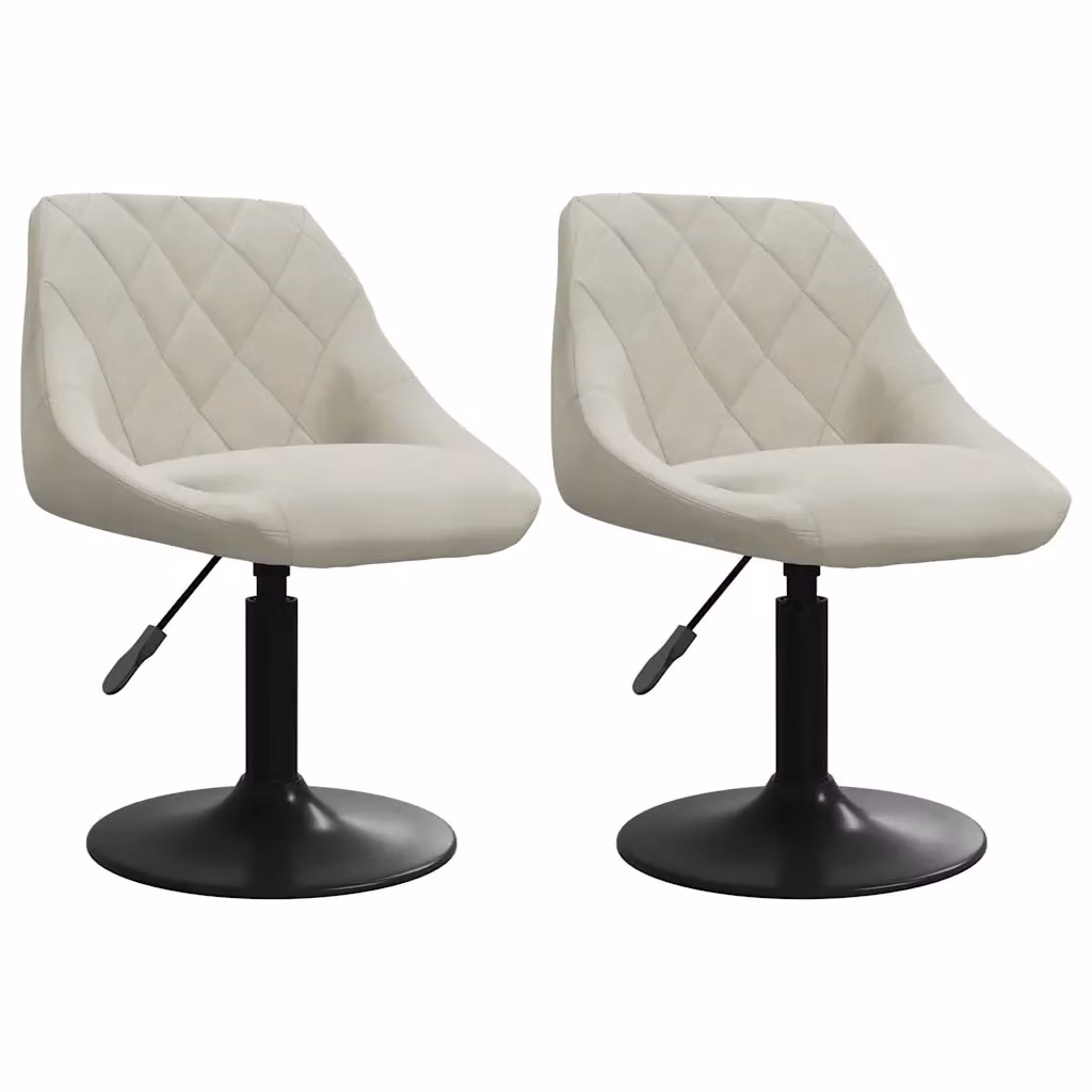 Set di 2 sedie da pranzo girevoli vidaXL in velluto beige e nero con design moderno e base in metallo – 2