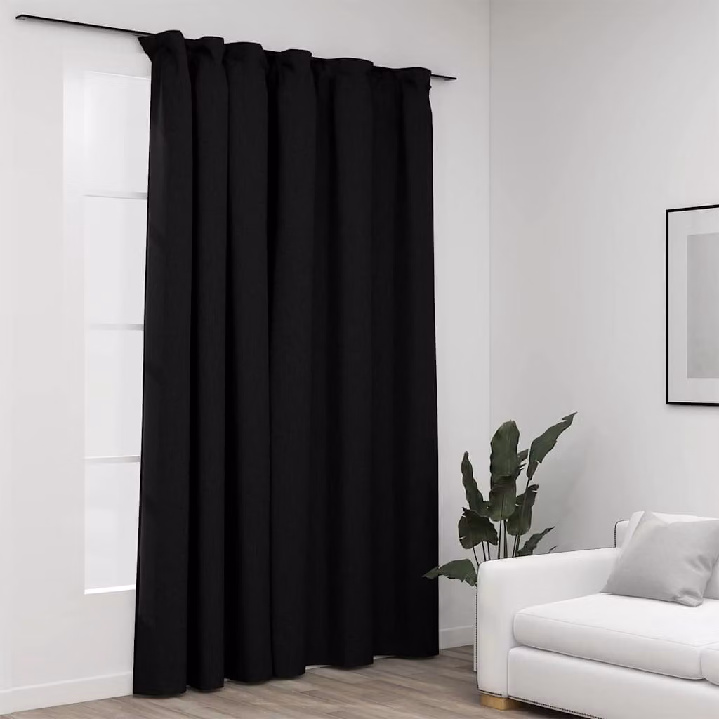 Tenda Oscurante con Effetto Lino vidaXL, Colore Antracite, L: 290 cm, H: 245 cm
