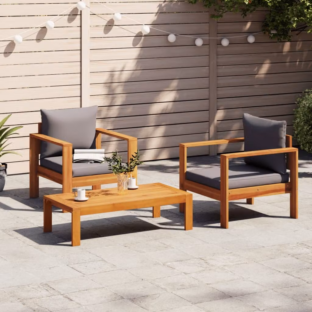 Maison Exclusive - Set da giardino a 3 pezzi con cuscini, in legno massello di acacia