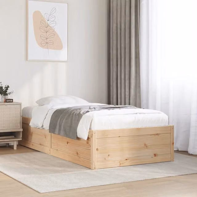 Struttura Letto Design Mania in Legno Massello di Pino Naturale con Cassetti L/P/H: 196.5 x 75 x 81.5 cm – 1