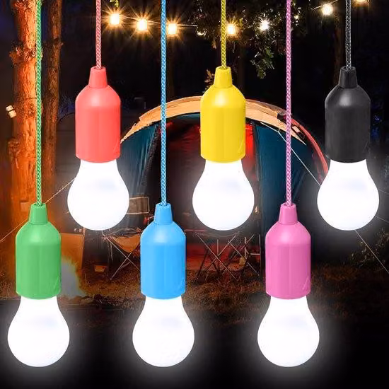 Lampada a LED, con cavo estensibile, per campeggio, tenda, illuminazione esterna, con interruttore, portatile, per escursioni, pesca, ufficio, giardino, grigliate (bianca)