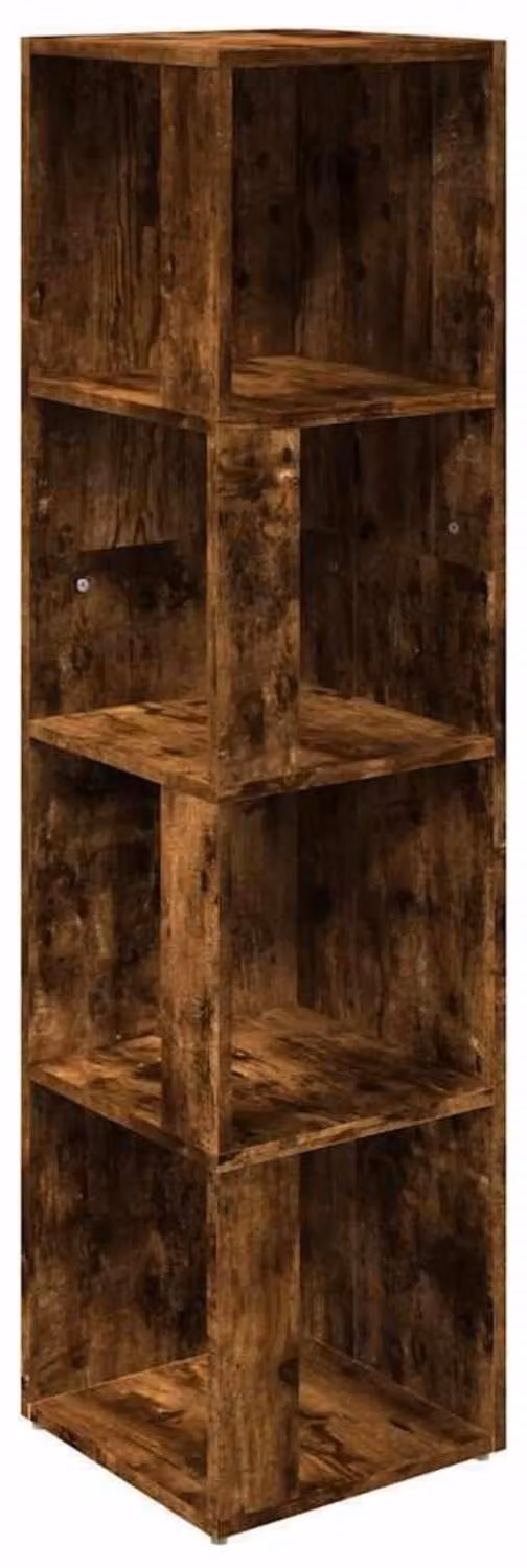 Scaffale angolare in rovere fumé 33x33x132 cm Materiale a base di legno