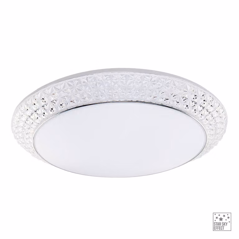 Plafoniera LED OMNIA 36W 4000K bianco cromo con cristalli Ø51cm H:13cm
