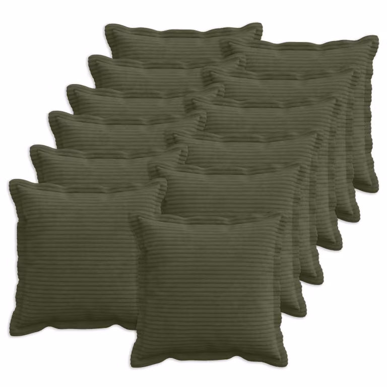 Set di 12 federe vidaXL HOUTEN in velluto a coste verdi, L 50 x P 50 cm