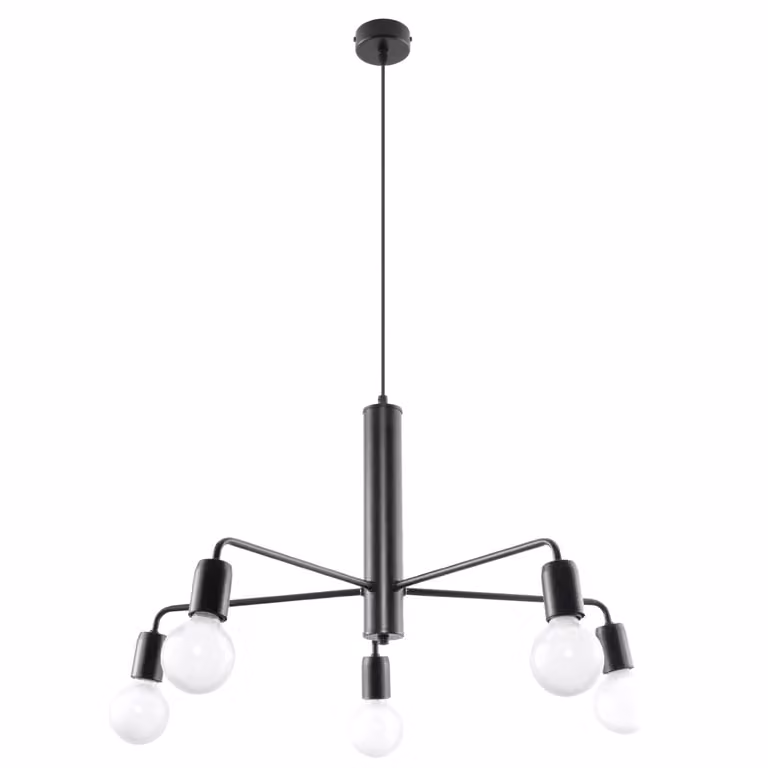Lampadario BASILIK nero 5xE27x60W in metallo, dimensioni: 85x64x64 cm, IP20, Pure Lume