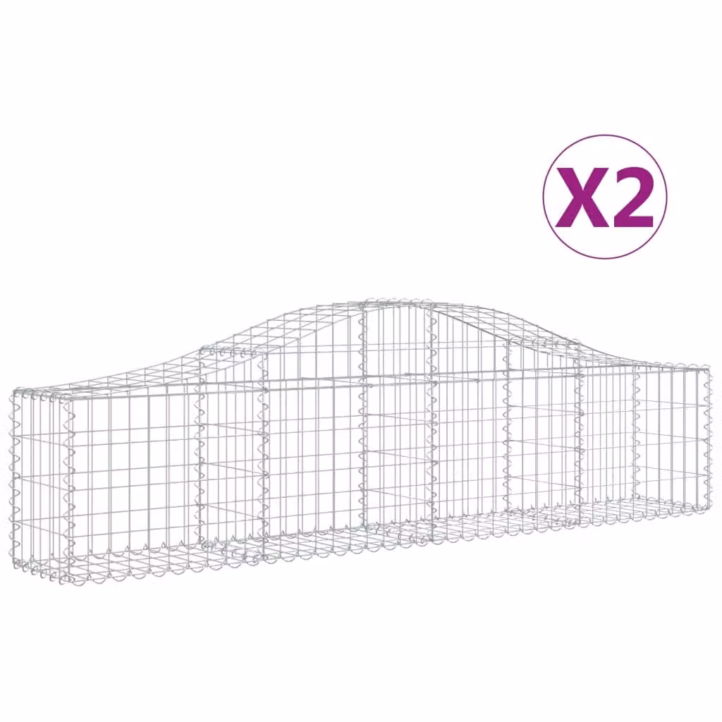Cesti Gabbioni ad Arco 2 pz 200x30x40/60 cm Ferro Zincato