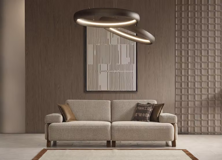 Eleganter 3-Sitzer Beiges Wohnzimmer Sofa Luxuriöse Textil Couch