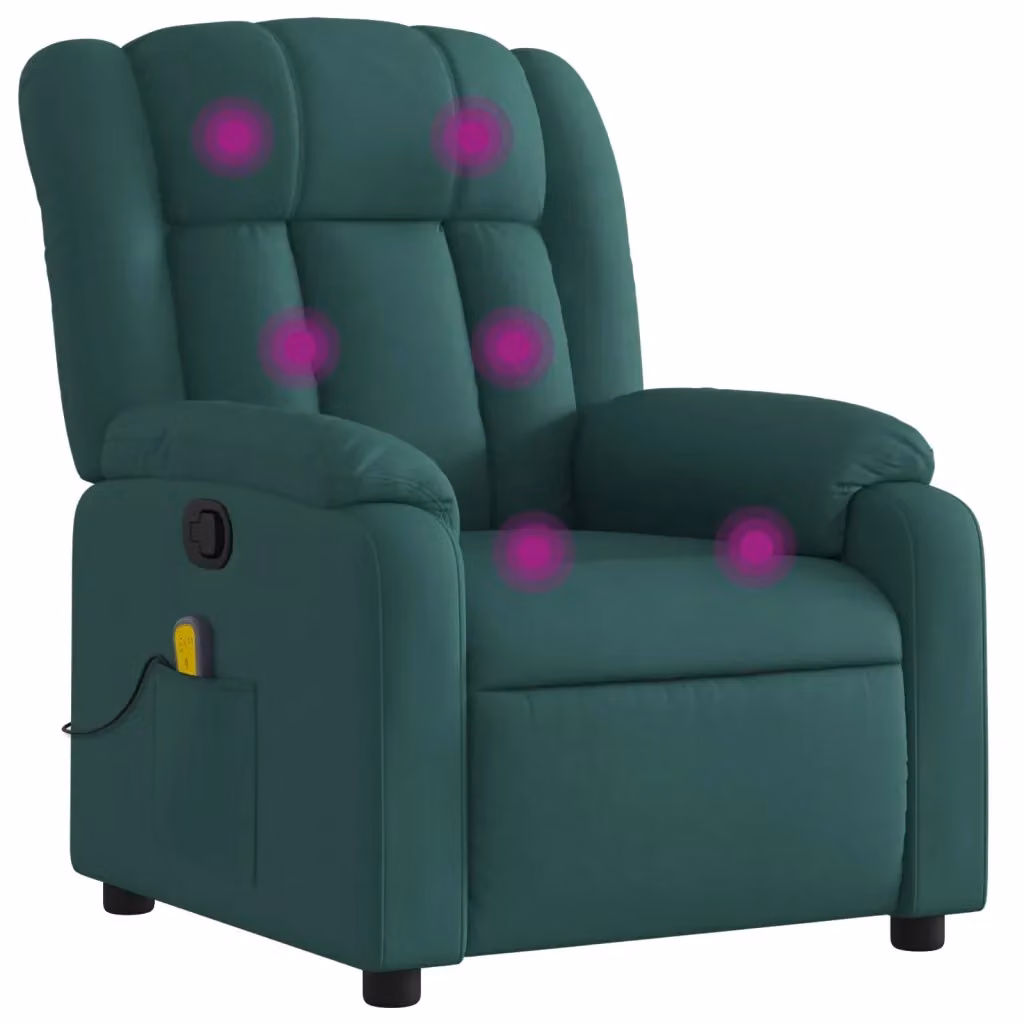Poltrona reclinabile relax vidaXL in tessuto verde con braccioli e struttura in legno e metallo – 2