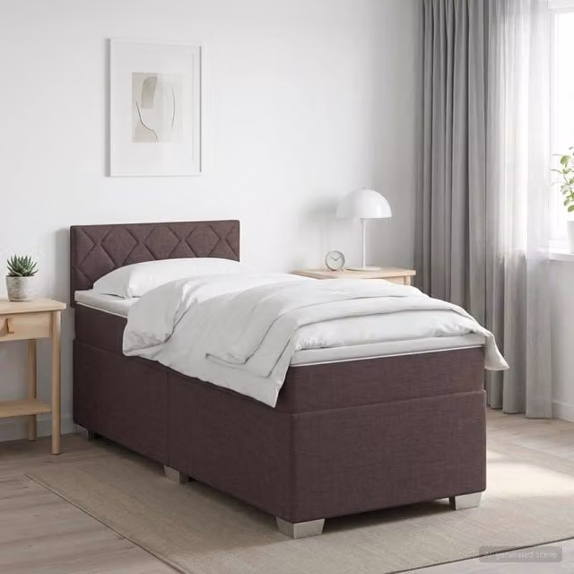 Letto box spring con materasso ibrido vidaXL Marrone e Bianco L/P: 90 x 190 cm
