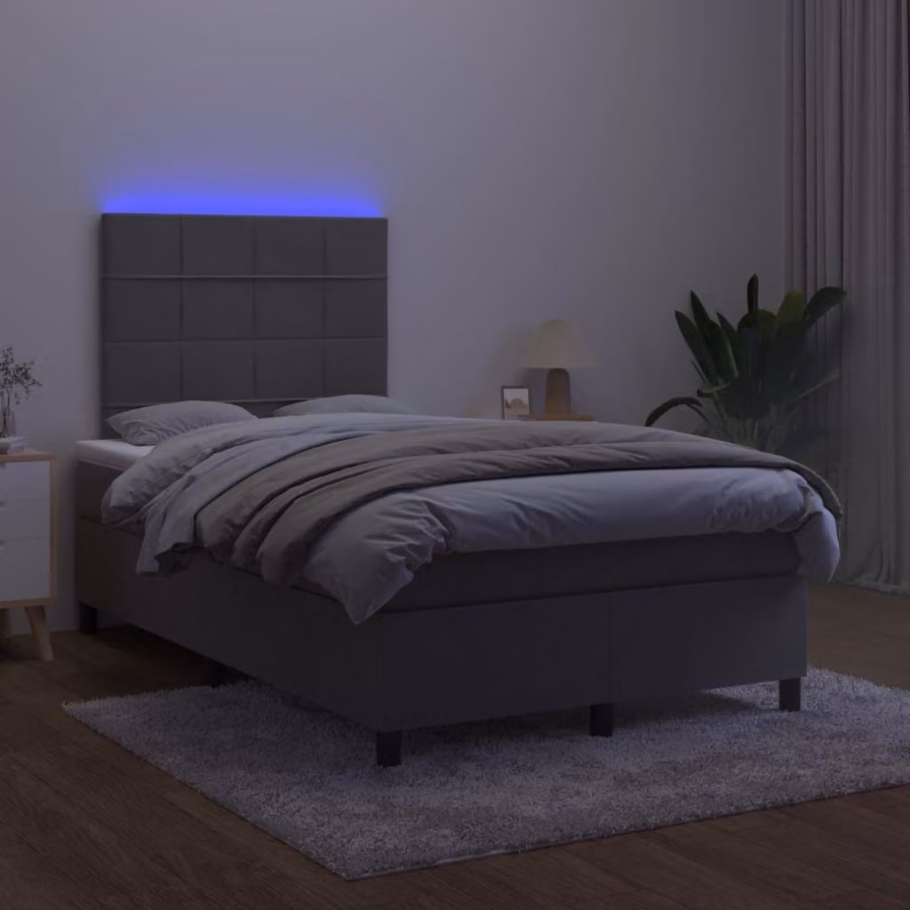 Maison Exclusive - Letto a Molle con Materasso e LED Grigio Scuro 120x200 cm
