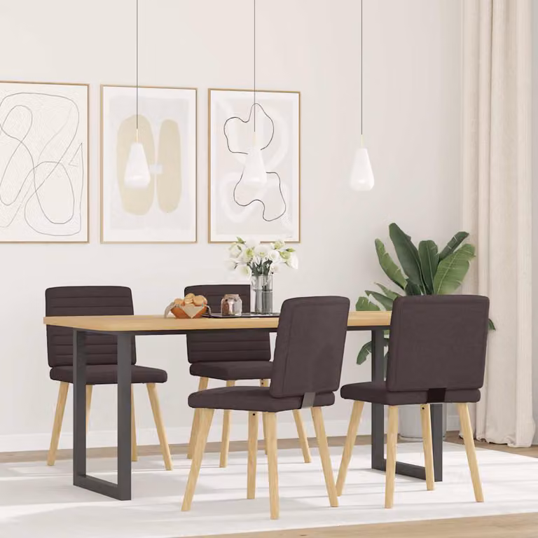vidaXL Sedie da Pranzo 4 pz Marrone Scuro in Tessuto