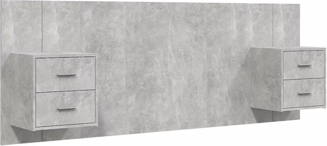 Testiera | Testata Letto con Comodini in Legno Multistrato Grigio Cemento