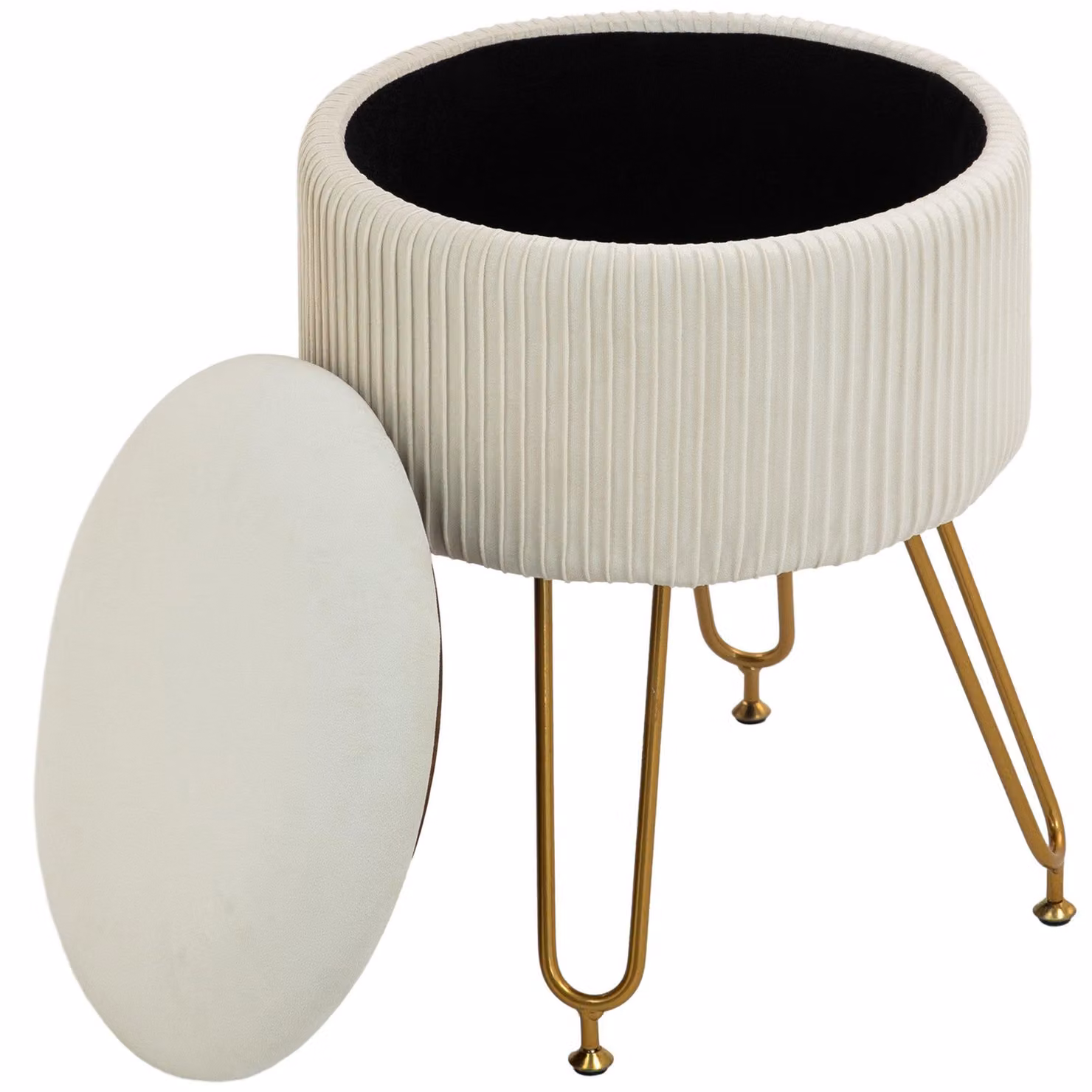 Portaoggetti 2-in-1 con gambe in metallo | Colore: Oro bianco | Dimensioni: 40x40x48 cm