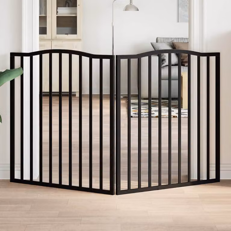 vidaXL Cancello per Cani Pieghevole a 2 Pannelli in Legno di Pioppo Nero 160 cm