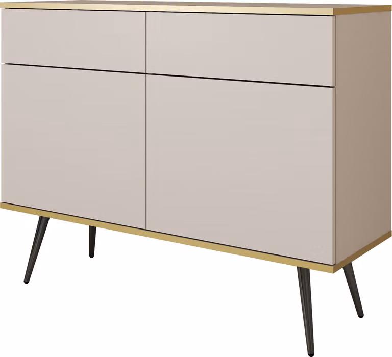 Cassettiera: Beige, gambe nere, 107x85x39 cm
