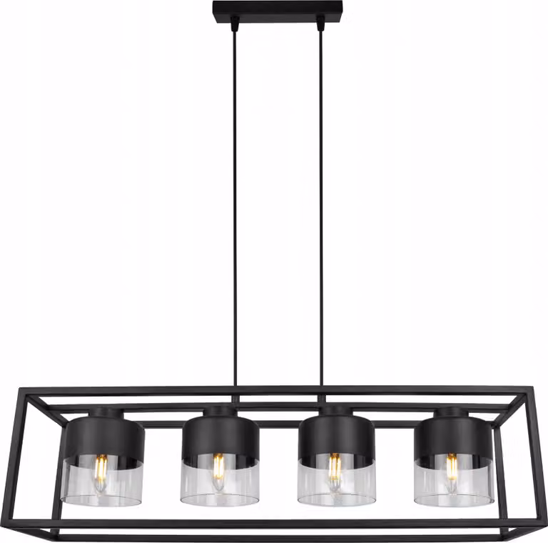 Roma Cage - Lampada da soffitto per soggiorno, camera da letto e sala da pranzo - Lampada a sospensione in metallo e vetro - E27 - 4 lampadine
