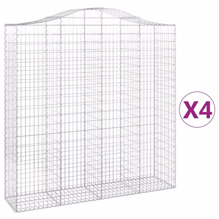 Cesti Gabbioni ad Arco 4 pz 200x50x200/220 cm Ferro Zincato