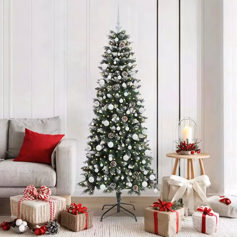 Albero di Natale artificiale vidaXL verde con luci LED bianco caldo e alimentazione USB, Altezza: 180 cm