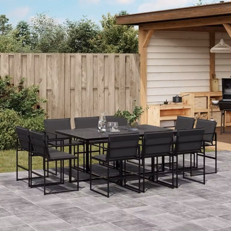 Maison Exclusive - Set da pranzo da giardino da 11 pezzi con cuscini in Textilene nero