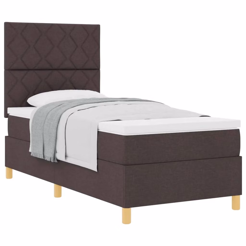 Letto a molle con testiera vidaXL in tessuto marrone con molle a tasche individuali L/P: 100 x 200 cm – 2