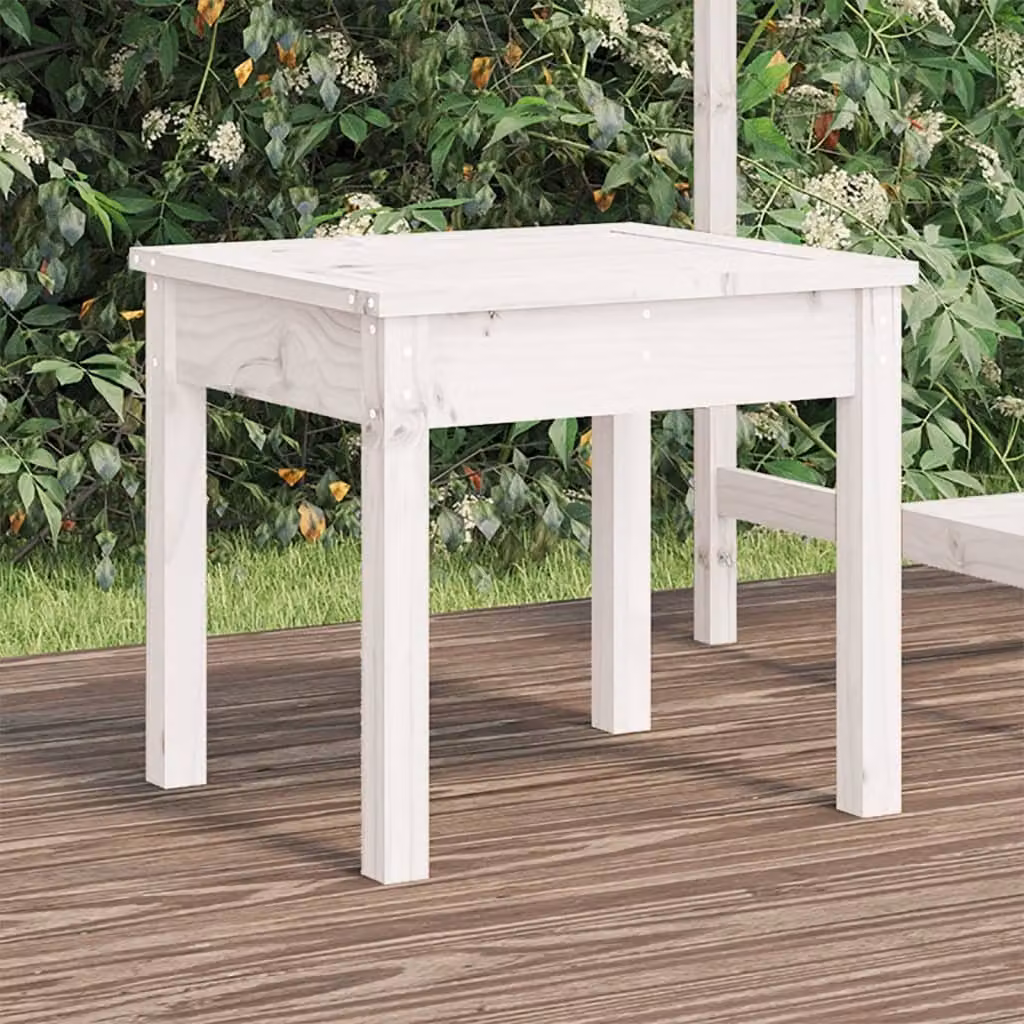 The Living Store Panca da giardino bianca 50x44x45 cm in legno di pino massiccio