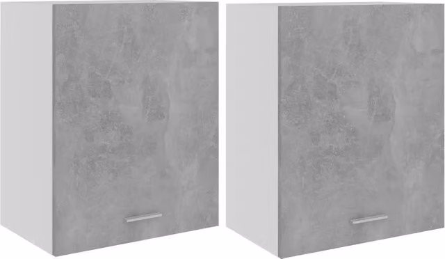 Set di 2 pratici armadietti pensili per cucina stoccaggio 50 x 31 x 60 cm in legno ingegnerizzato grigio cemento 02_0047844
