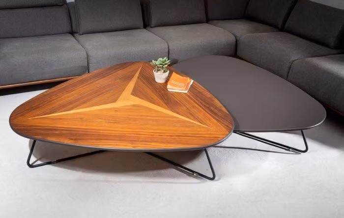 Moderne Holz-Couchtische im 2er-Set, Beistelltische in Wohnzimmer