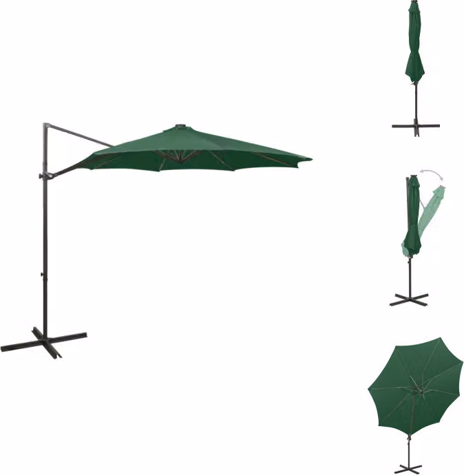 vidaXL Ombrello Ampel con palo e LED verde 300 cm - Ombrelloni e tende da sole