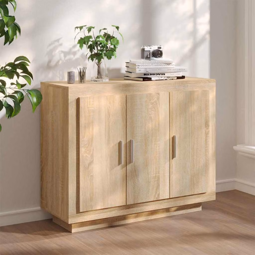 Credenza moderna vidaXL in legno multistrato color rovere sonoma, L 92 cm x P 35 cm x H 75 cm
