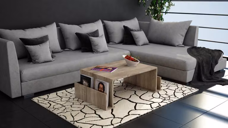Skye Decor, tavolino da caffè di alta qualità, noce, 95 x 36,8 x 60 cm | Pannello di particelle rivestito in melamina al 100%, spessore 18 mm | Tavolino moderno ed elegante con numerosi ripiani.