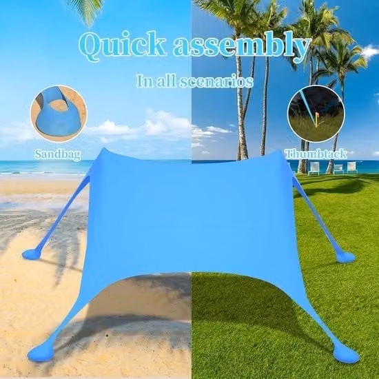 Ombrellone da spiaggia 21 m x 21 m paracarro 12% tessuto lycra - Blocca 98% raggi UV - Incluso sacchetto a mano e scopa da sabbia