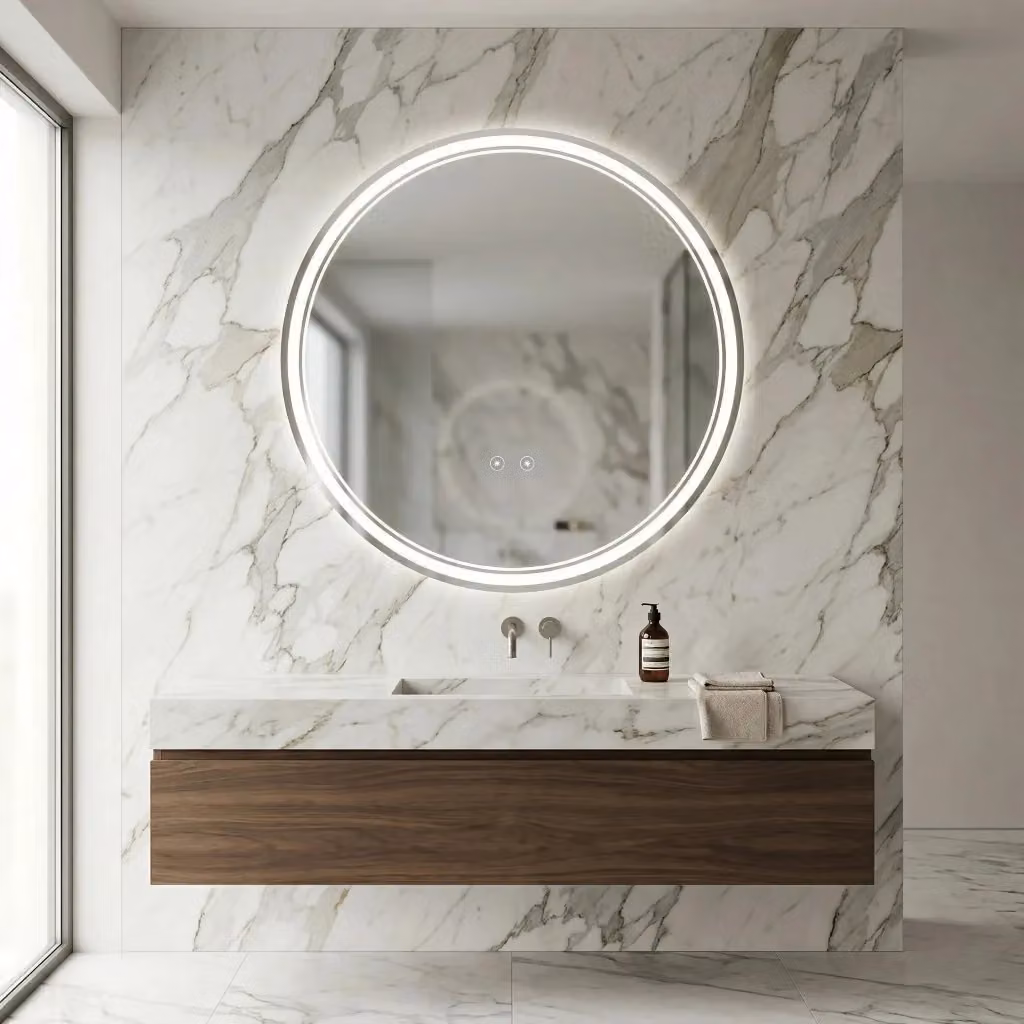 Specchio Led Soft 90 Rea con Touch Switch e Design Minimalista Round Bianco