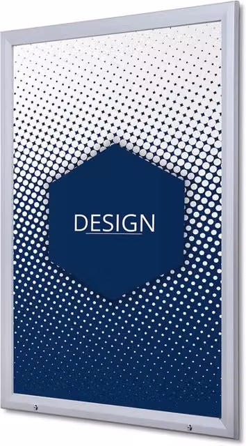 Bacheca porta poster GIORDANOSHOP con apertura a ribalta in alluminio, L: 100 cm, H: 140 cm, colore silver e white