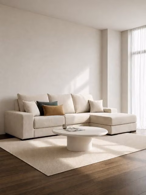 Divano Sound con chaise longue destra Kenay Home, 4 posti, beige, sedute estraibili, L: 291 cm