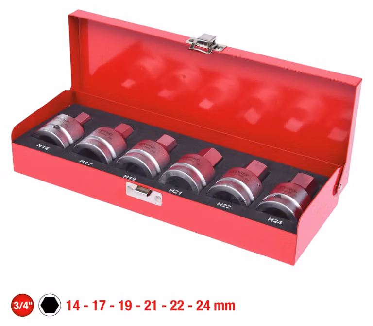 set di bussole elettriche da 3/4", 6 pezzi, 14-24 mm