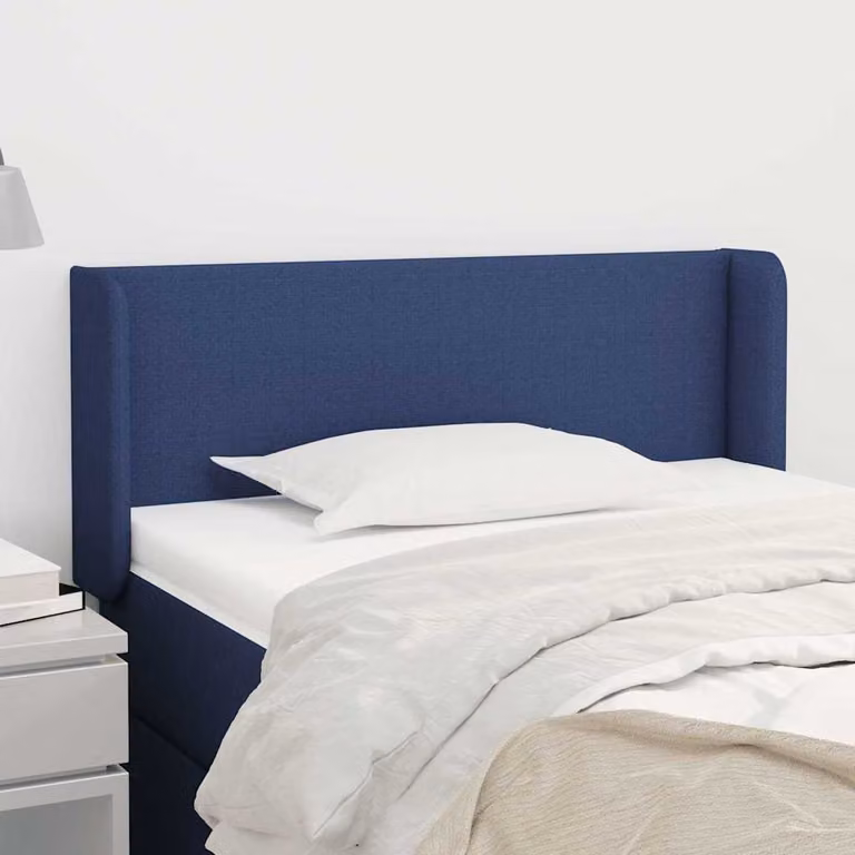 Testiera ad orecchio vidaXL in tessuto blu con struttura in legno L: 103 cm, P: 16 cm, H: 78-88 cm