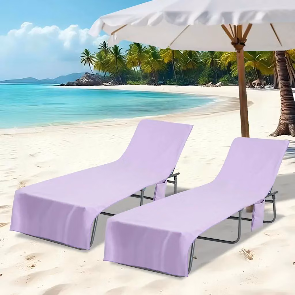 Set di 2 asciugamani da lettino vidaXL in microfibra, colore viola, resistenti alla sabbia e ad asciugatura rapida, L: 210 cm, P: 75 cm