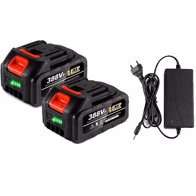 Batteria ricaricabile agli ioni di litio, alta capacità, indicatore di batteria, caricatore UE 2x388VF-1