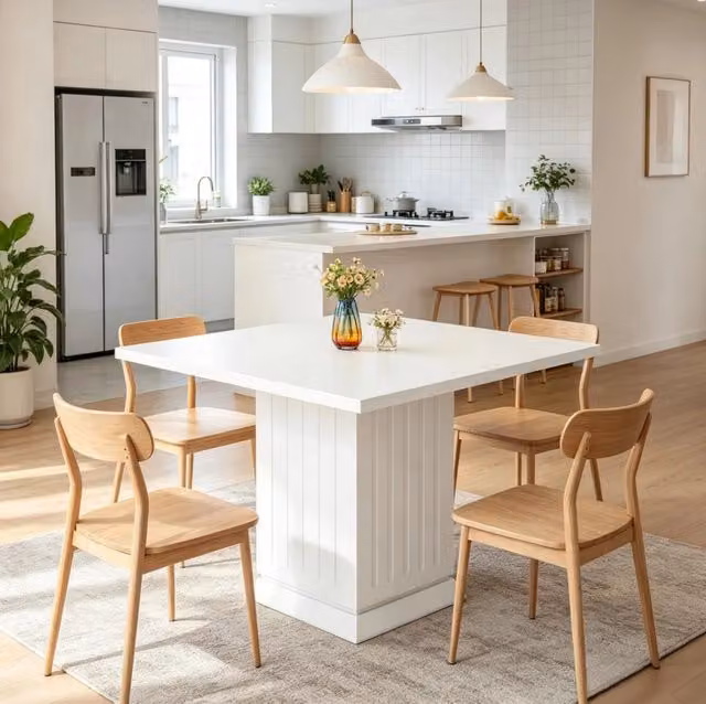 Tavolo da pranzo quadrato bianco per 4 persone
