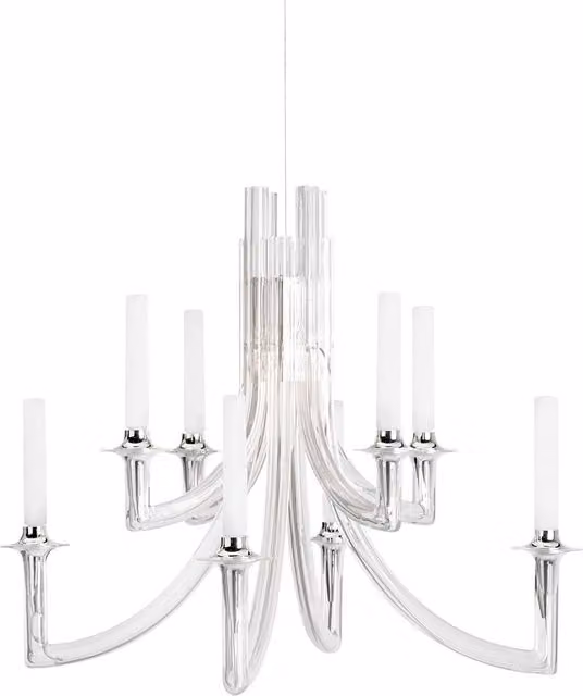 Lampada a sospensione Kartell Khan in vetro nero e trasparente con luce LED inclusa