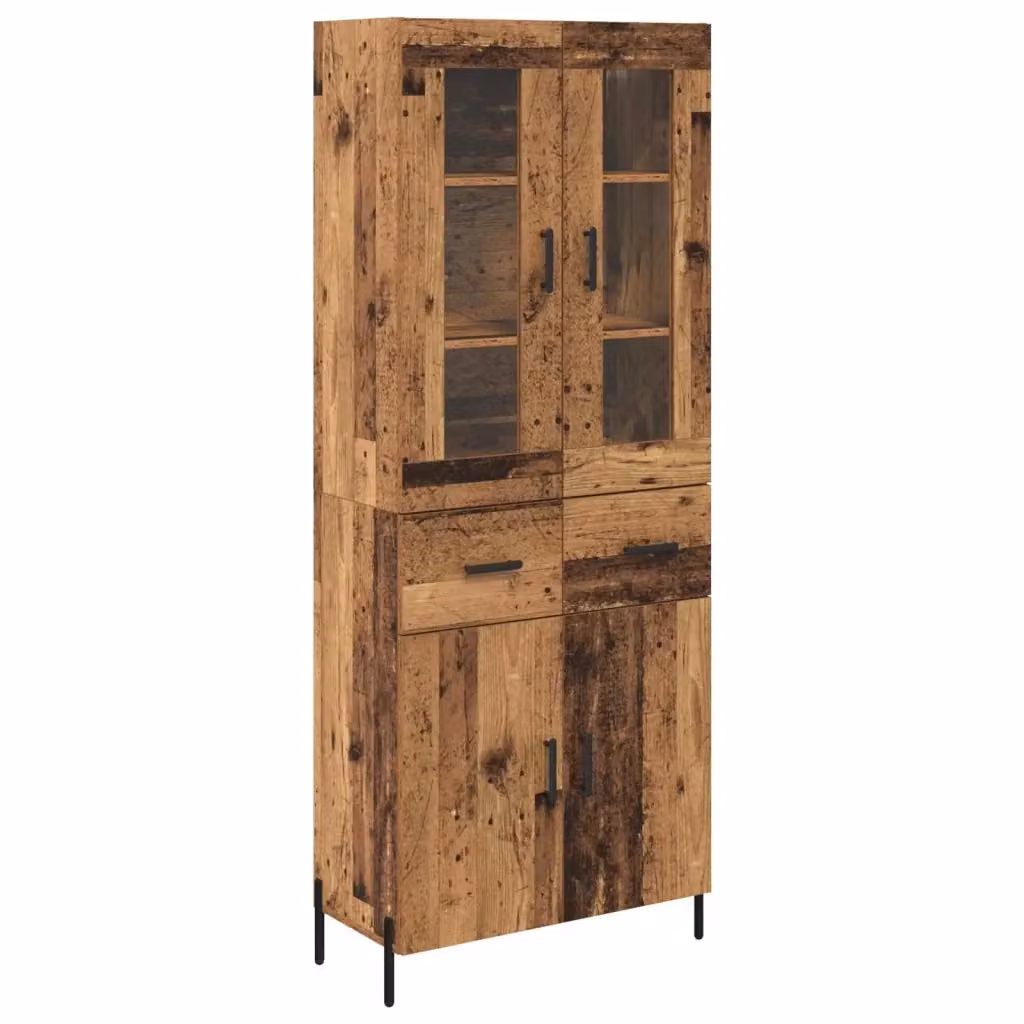 Credenza Buffet e Armadio da Cucina o Soggiorno vidaXL in Legno Marrone con Ante a Battente e Ripiani Interni L: 69,5 cm, P: 34 cm, H: 180 cm – 2