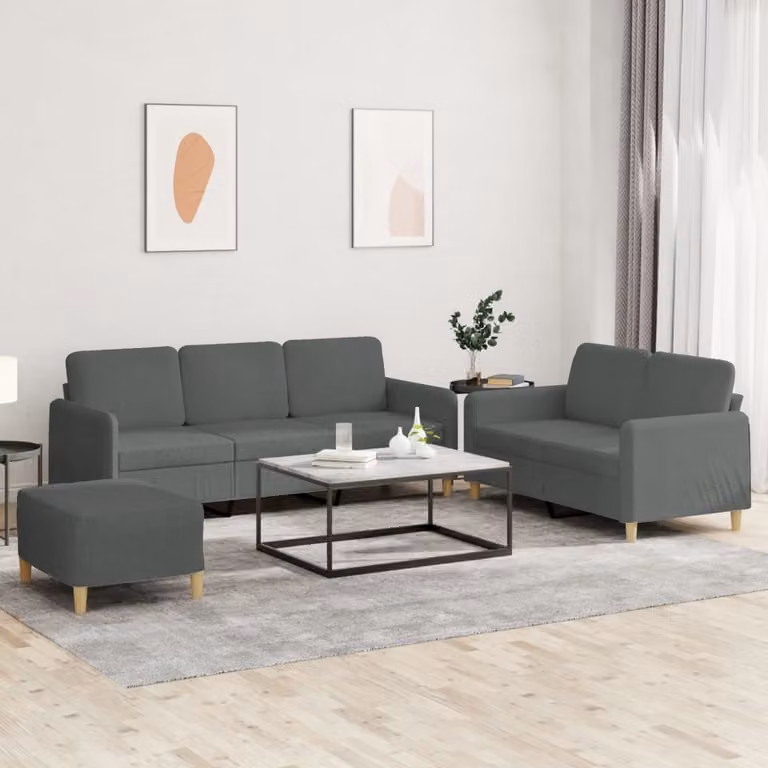 Maison Exclusive - Set divano a 3 pezzi con cuscini in tessuto grigio scuro
