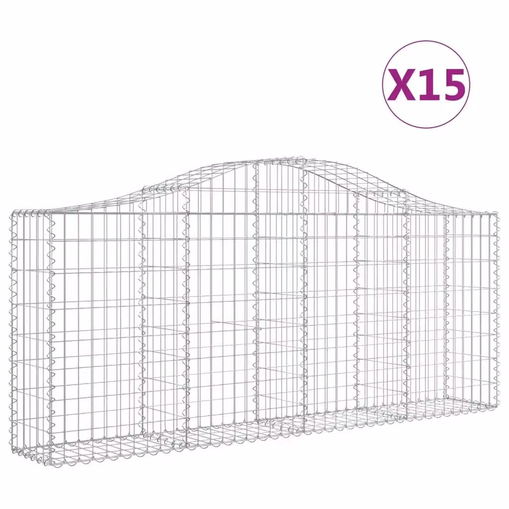 Set di 15 Cesti Gabbioni ad Arco Videx in Acciaio Zincato Colore Argento L: 200 cm, P: 30 cm, H: 80/100 cm – 2