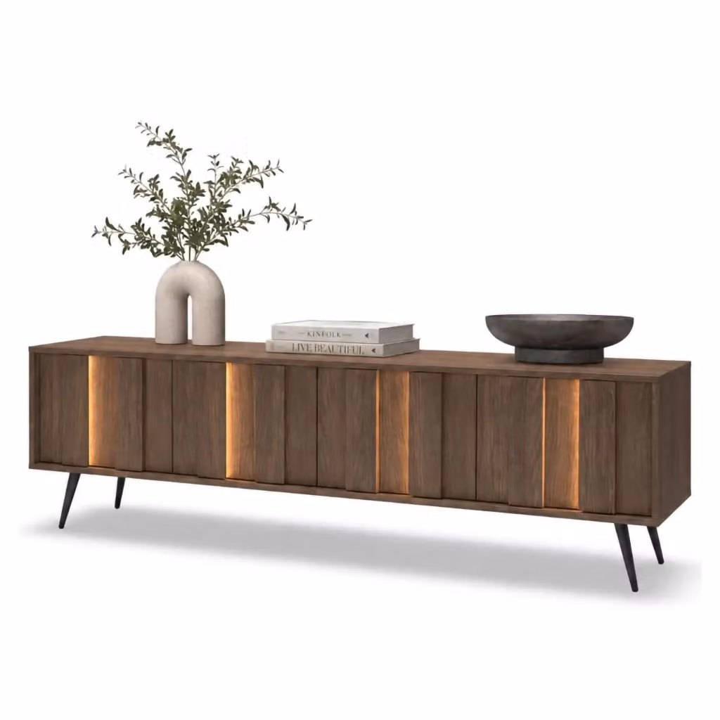 Kafami Mobile Porta TV DMORA con un Ripiano, Marrone Noce e Nero, L: 183 cm, P: 40 cm, H: 54 cm – 2