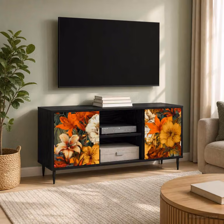 Mobile TV GENNEP vidaXL, Rovere Nero, L 102 x P 33 x H 51 cm