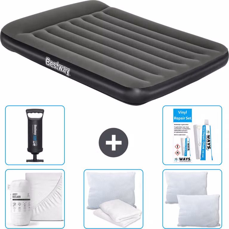 Materasso gonfiabile Bestway - Letto alla francese - 137 x 191 x 30 cm - Verde - Accessori inclusi
