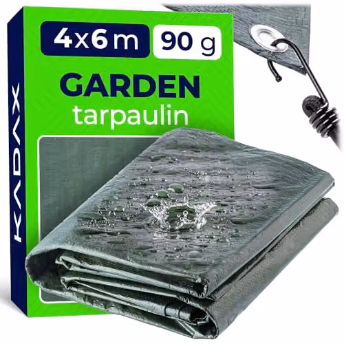KADAX Telone Impermeabile da 90 g/m² con Occhielli per Esterno, Telo Occhiellato per Copertura di Legna, Piscine e Mobili da Giardino (Verde, 4x6 m)