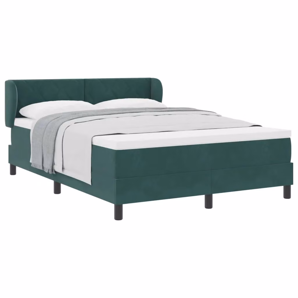 Letto a molle moderno vidaXL con testiera in velluto verde, L 140 x P 190 cm – 2